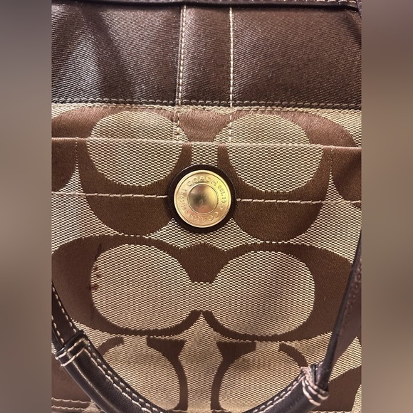 Coach Brown Canvas Monogram Logo Shoulder Tote​ - Picture 7 of 10